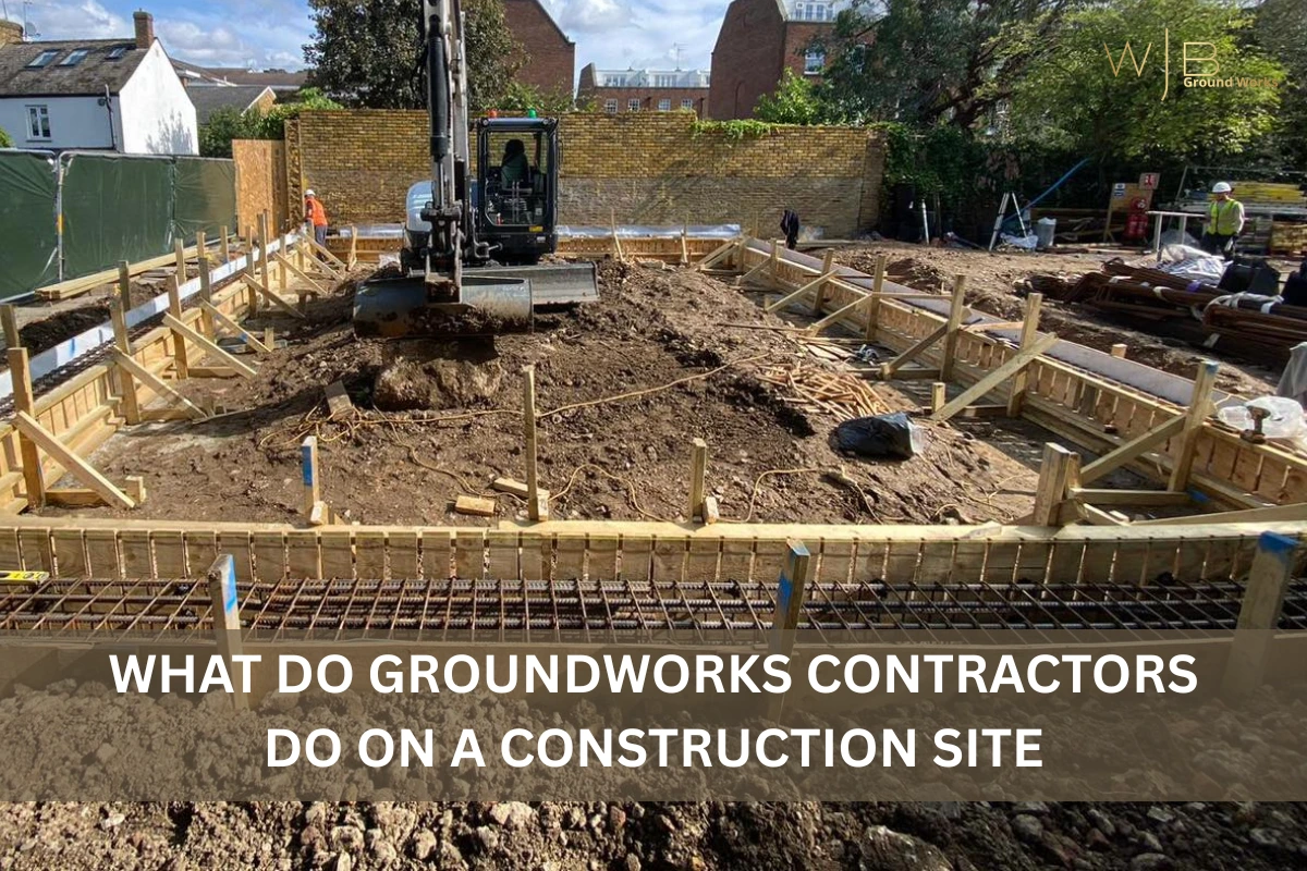 Groundworks contractors working on a construction site